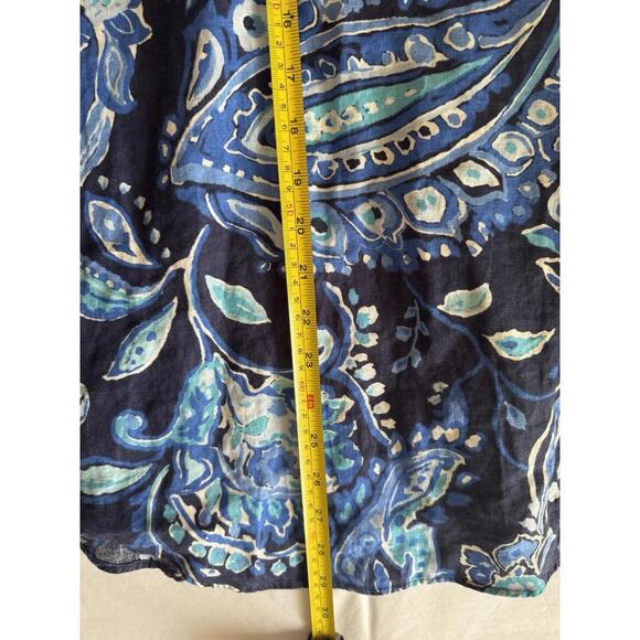Polo Ralph Lauren Mens Small Paisley Linen Aqua Blue Long Sleeve Button Up Shirt - Picture 12 of 13